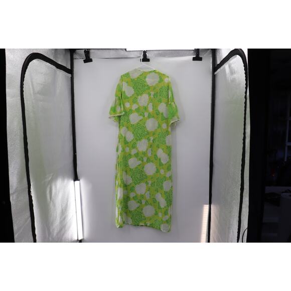 Vintage Green Floor Length Floral Cotton Dress - Picture 9 of 12